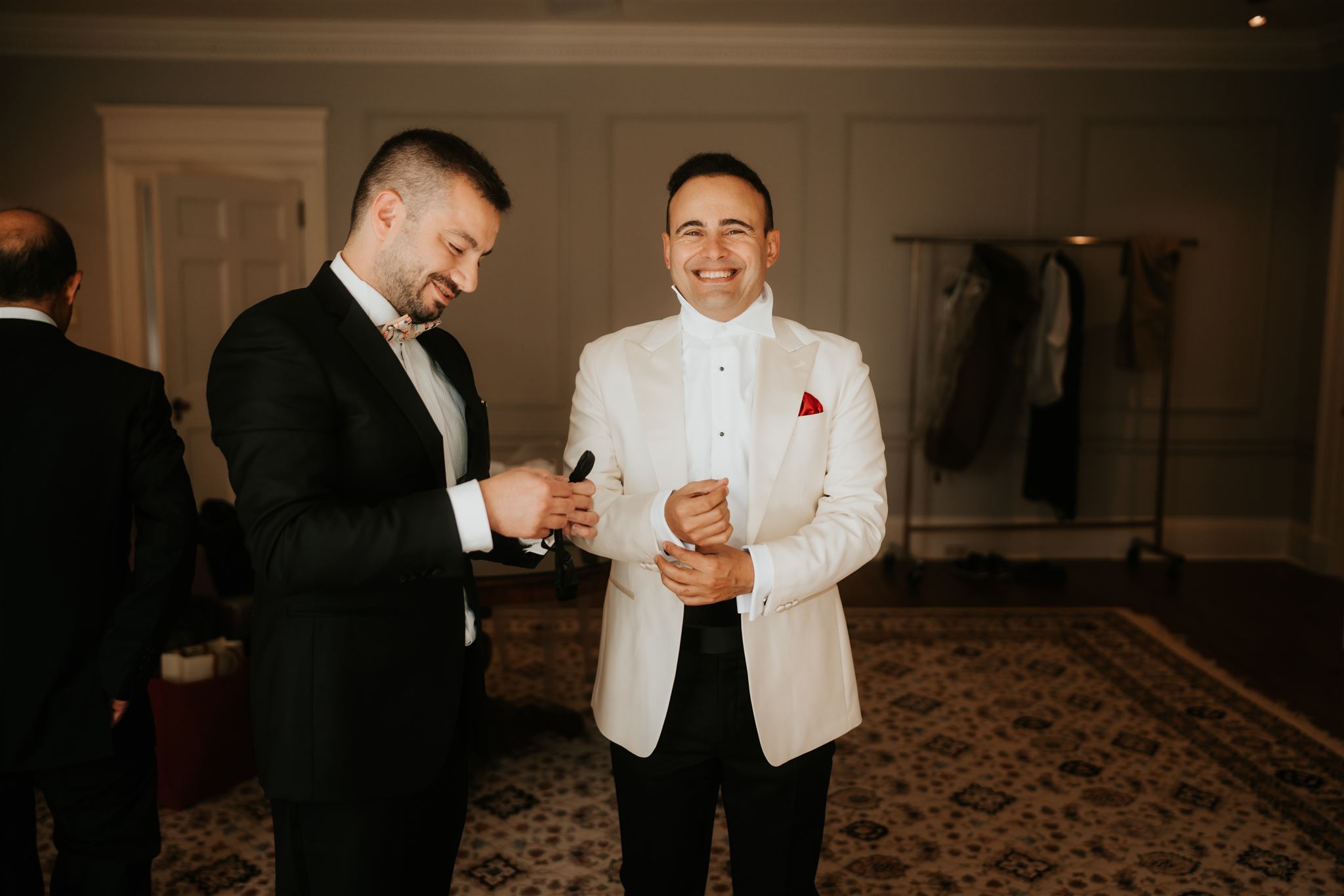 Groom getting ready for wedding day