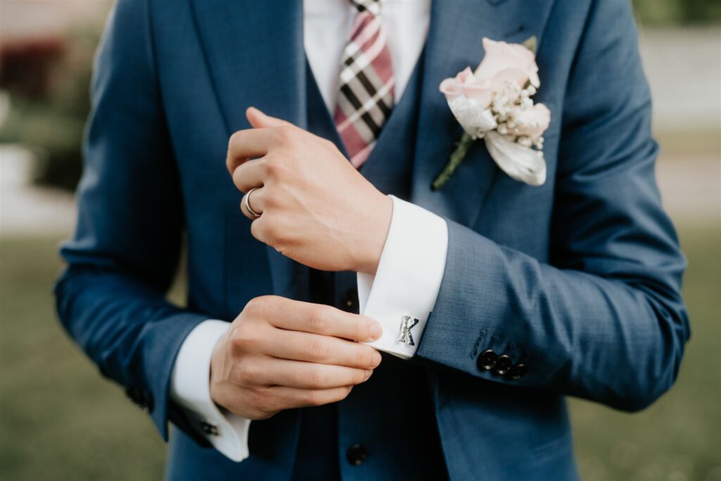 Groom suit and cufflinks